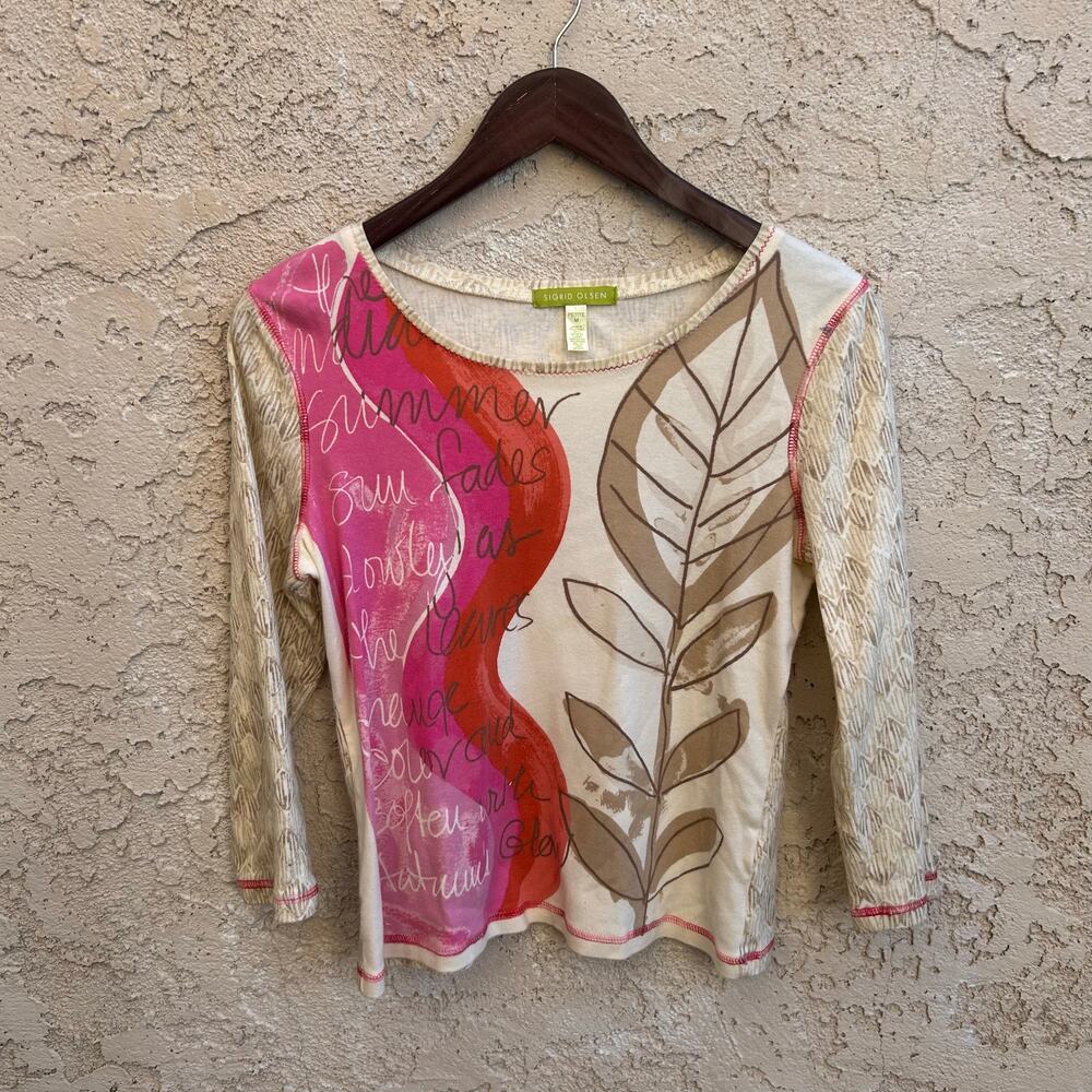 Sigrid Olsen Artistic Graphic Top Petite Medium